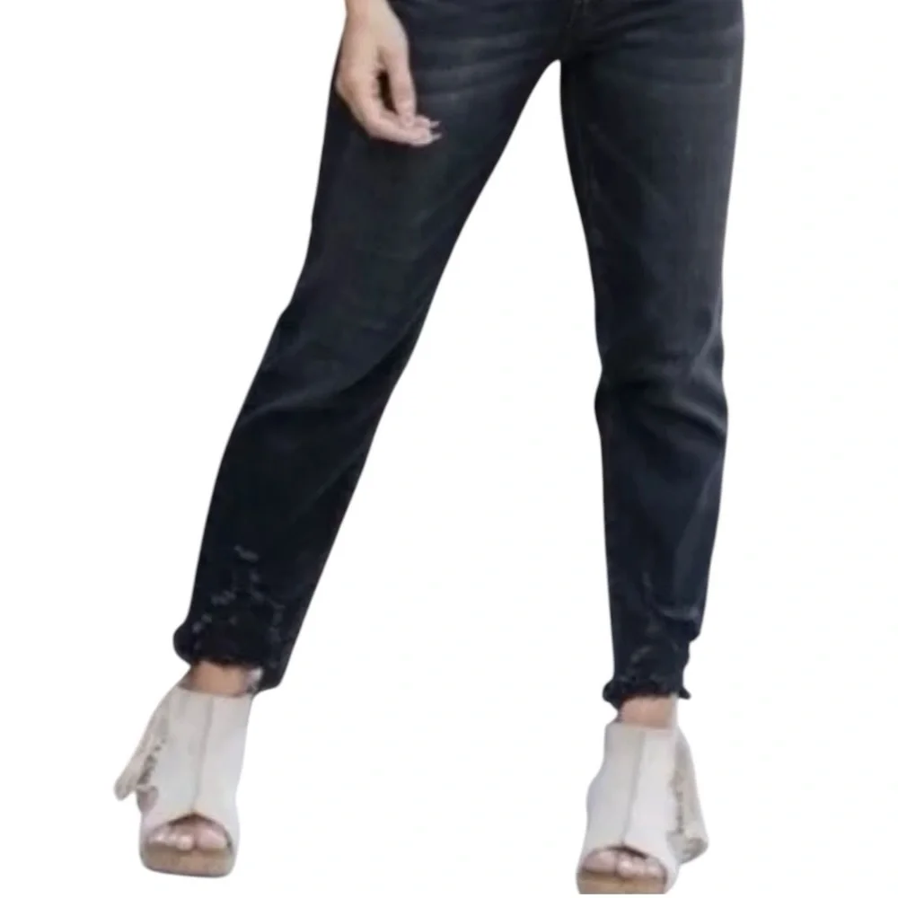 Judy Blue Black Distressed Cropped Straight Leg Stretch Denim Women’s 31 - Picture 4 of 15